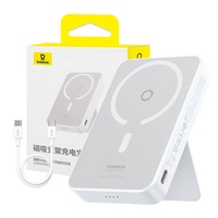 Baseus Acumulator extern MagPro Magnetic 5000mAh, 20W, MagSafe, USB-C, cablu Type-C, 3A, 30cm, Alb
