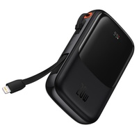 Baseus Acumulator extern Q Pow Digital Display 20000mAh, 20W, Lightning, Type-C, USB, cablu USB-C, 3A, Negru