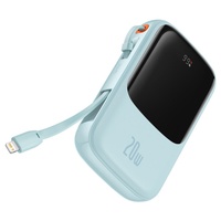 Baseus Acumulator extern Q Pow Digital Display 20000mAh, 20W, Lightning, Type-C, USB, cablu USB-C, 3A, Albastru