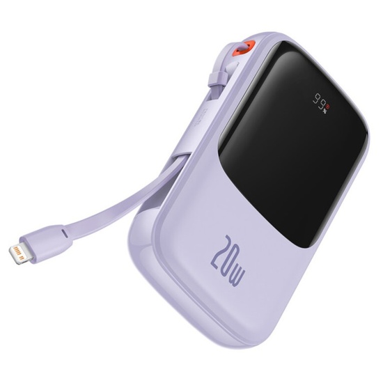 Baseus Acumulator extern Q Pow Digital Display 20000mAh, 20W, Lightning, Type-C, USB, cablu USB-C, 3A, Mov