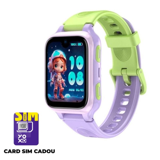 LAGENIO Smartwatch pentru copii K9 , Premium 4G cu Functie Telefon & AI, Slim, Localizare GPS, Control Parental, Buton SOS, Mov