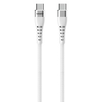 Mako Cablu Fast Charge PD 66W Type-C la Type-C, 1m, White (impletitura nylon)