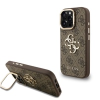 Guess Husa 4G Metal Logo Stand Camera Frame iPhone 16 Pro Maro