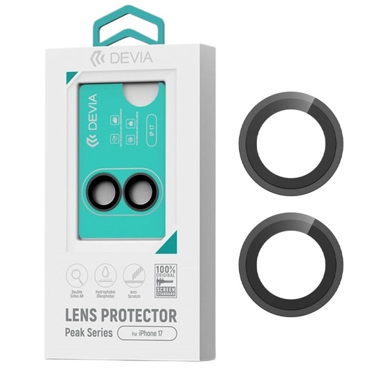 Devia Folie Sticla Camera Peak Series iPhone 17 Negru, pachet de 2 buc