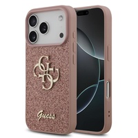 Guess Husa Fixed Glitter 4G Metal Logo iPhone 17 Pro Max Roz