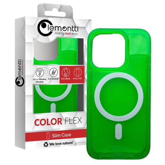 Lemontti Husa Neon Hybrid MagSafe iPhone 15 Pro Verde