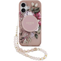 Guess Husa Flowers Strap MagSafe iPhone 17 Roz