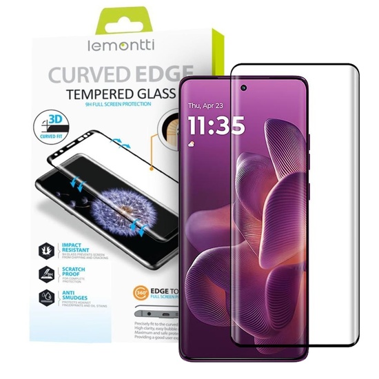 Lemontti Folie Sticla Curbata 3D Motorola Edge 60 Pro Negru