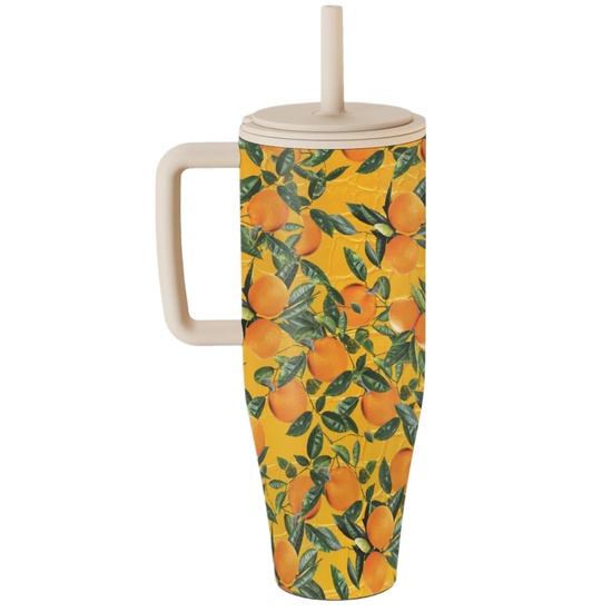 Burga Cana Termos Orange Lemonade 1.2 L cu capac anti scurgeri si pai reutilizabil, inox