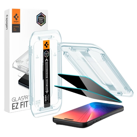 Spigen Pachet 2 buc Folie Sticla Privacy cu aplicator inclus Glass tR EZ Fit iPhone 17 Pro Max / 16 Pro Max Black