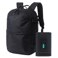 Lemontti Rucsac Smart Premium cu Vacuum si pompa vid 5 capete inclusa, 30-60L pentru cabina avion, impermeabil, doua mufe incarcare USB: USB-A si Type-C, extensie suplimentara, sistem antifurt, Negru