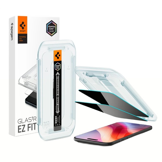 Spigen Pachet 2 buc Folie Sticla Privacy cu aplicator inclus Glass tR EZ Fit iPhone Air Black