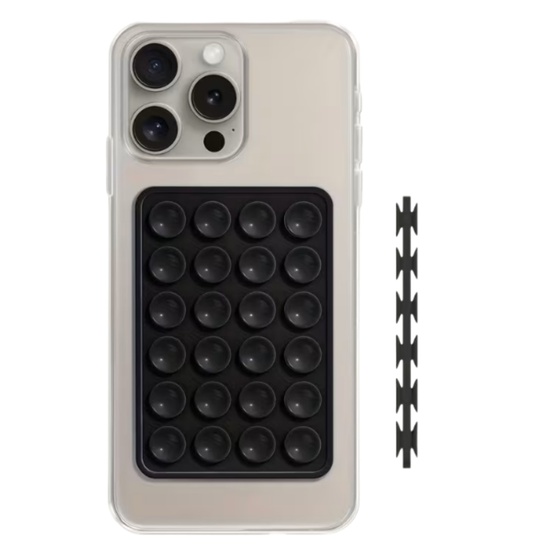 Lemontti Suport Silicon Duo cu ventuze pentru telefon Negru