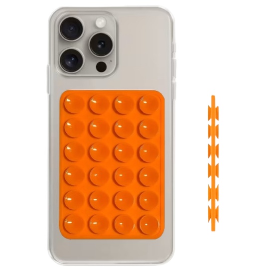 Lemontti Suport Silicon Duo cu ventuze pentru telefon Portocaliu