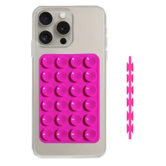 Lemontti Suport Silicon Duo cu ventuze pentru telefon Magenta