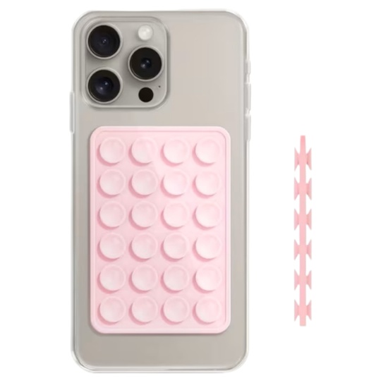 Lemontti Suport Silicon Duo cu ventuze pentru telefon Roz