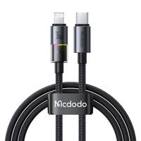 Mcdodo Cablu Type-C la Lightning 36W, Fast Charging 3A, LED multicolor 1.2m Negru