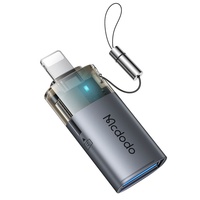Mcdodo Adaptor USB la Lightning OTG, cu cititor de carduri TF, transfer rapid de date, 480 Mbps, LED, snur Negru
