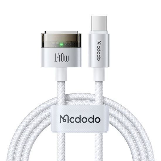 Mcdodo Cablu Type-C la MagSafe 3 pentru MacBook, Fast Charger 140W, Indicator LED, 2m, Alb