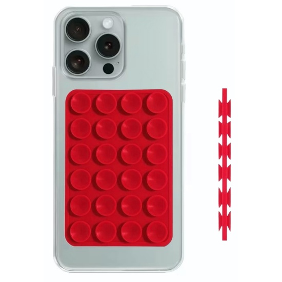 Lemontti Suport Silicon Duo cu ventuze pentru telefon Rosu