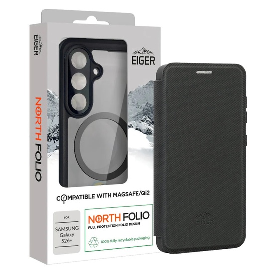 Eiger Husa North Folio Magsafe Samsung Galaxy S26 Plus Negru