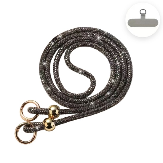 Lemontti Snur telefon cu cristale, 120cm, Gri