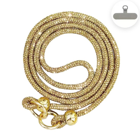 Lemontti Snur telefon cu cristale, 120cm, Auriu