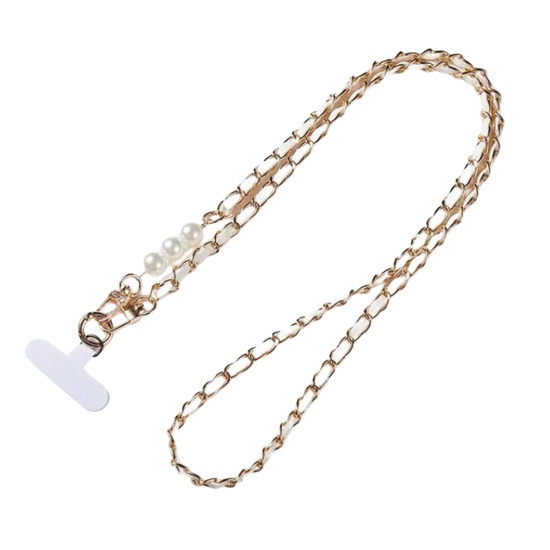 Lemontti Snur telefon cu perle, 120cm, Alb