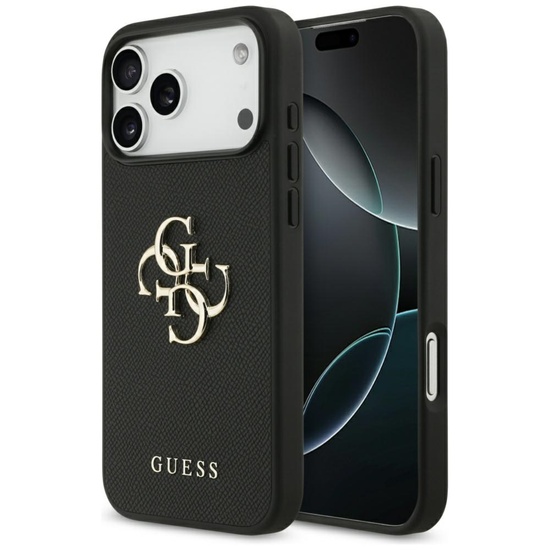Guess Husa 4G Grained Big and Classic Logo iPhone 17 Pro Negru