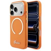 Guess Husa Script Metal MagSafe iPhone 17 Pro Max Portocaliu