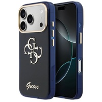 Guess Husa 4G Script Metal Logo iPhone 17 Pro Max Albastru