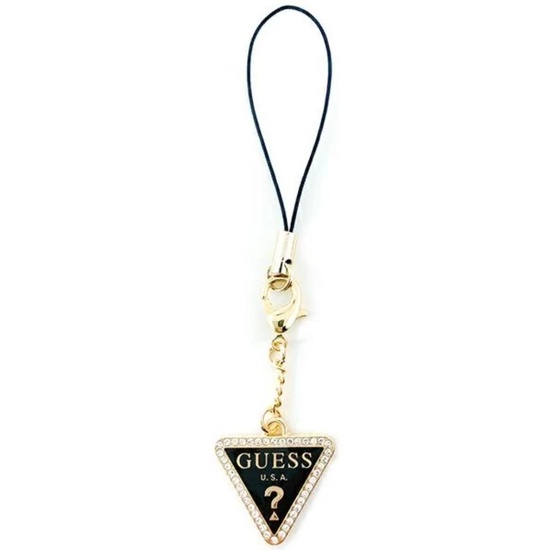 Guess Snur / Pandantiv telefon Strass Triangle Metal Logo Negru